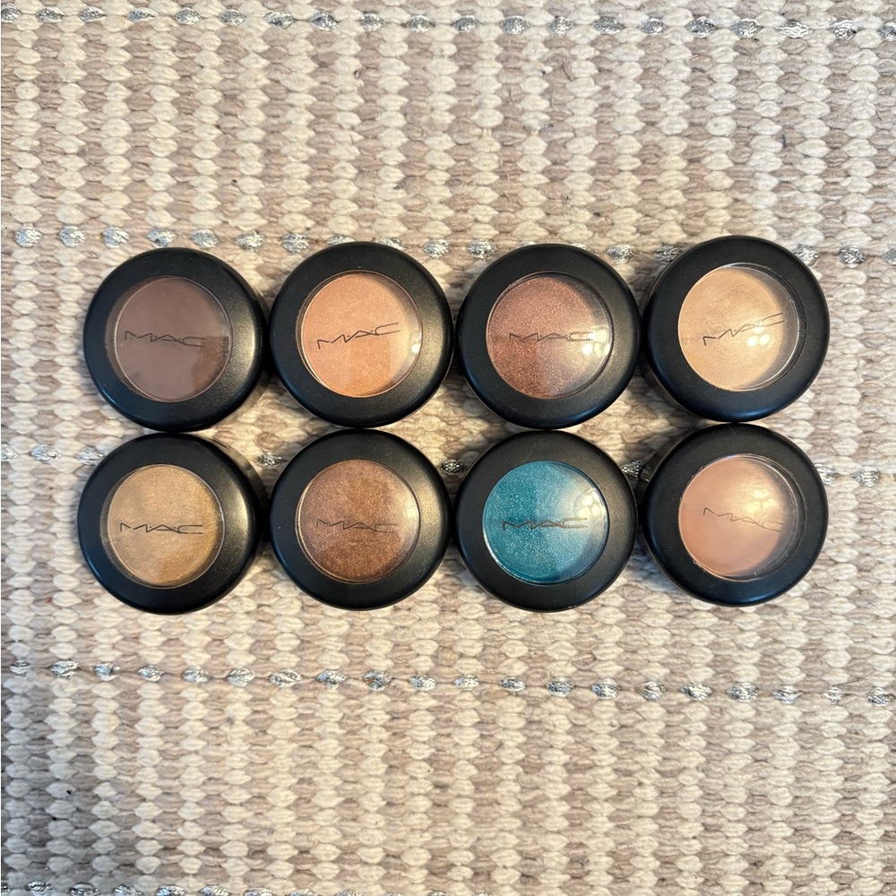 8- MAC Eyeshadow Singles - Neutral Browns, Golds & Teal. Almost new!